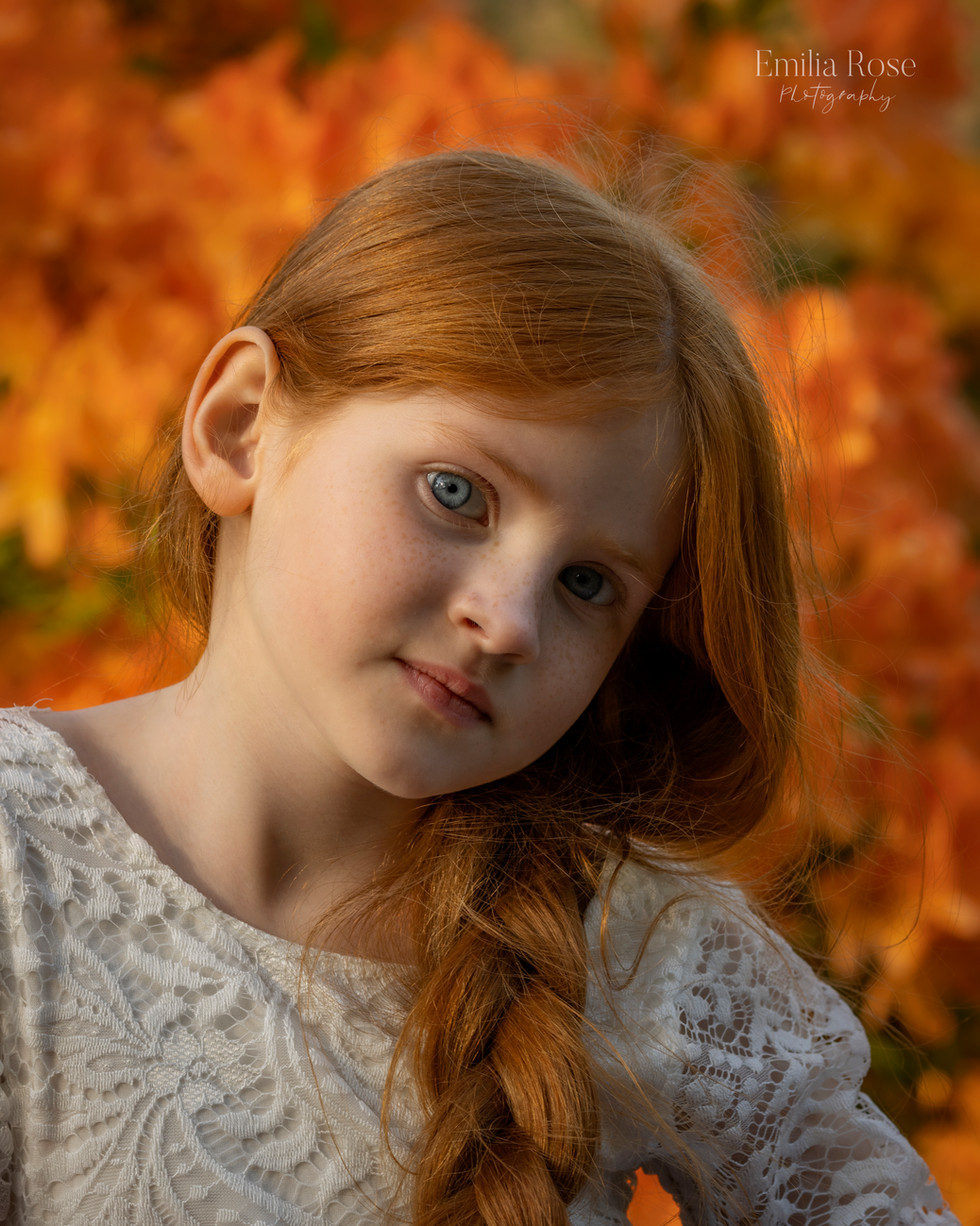 red hair, child model, portrait